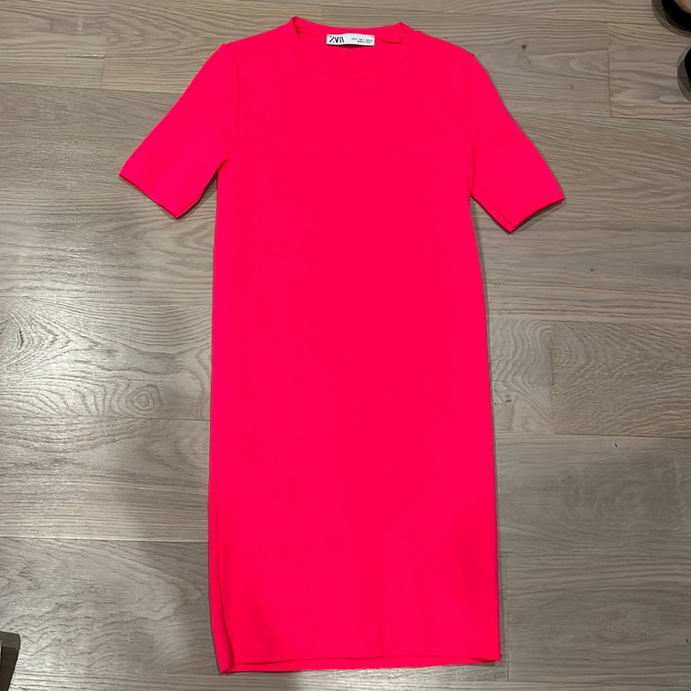 Zara hot pink bodycon dress small S